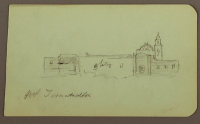 Tegning, kirke; bagside: Bjerglandskab, "Taluca", 1883 af Frederic Edwin Church