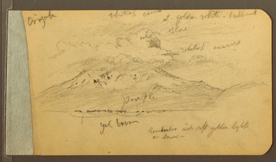 Tegning, Skybeklædte bjerge, 1889 af Frederic Edwin Church