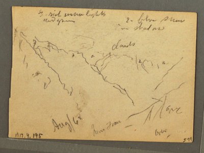 Tegning, Jungfrau med skydække, Interlaken, Schweiz, august 1868 af Frederic Edwin Church