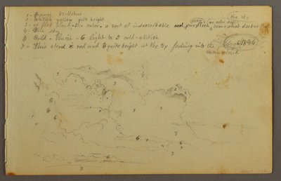 Tegning, studie af skyer, 1844 af Frederic Edwin Church