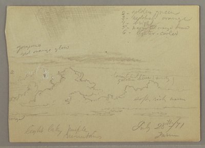 Tegning, skystudie, 28. juli 1871 af Frederic Edwin Church