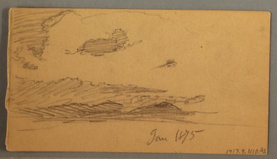 Tegning, Sky over bakker, muligvis 1875 af Frederic Edwin Church