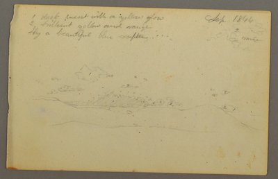 Tegning, studie af skyer, bjergside, 1844 af Frederic Edwin Church