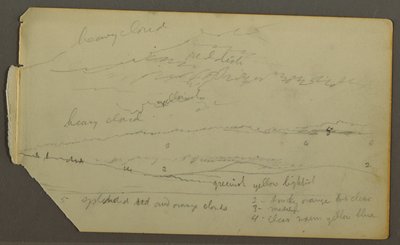 Tegning, Skystudie over bakker, muligvis 1857-58 af Frederic Edwin Church