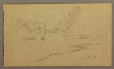 Tegning, Skyer og strand, "Bloxburgh", august 1865 af Frederic Edwin Church