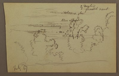 Tegning, Skyet himmel, 1867 af Frederic Edwin Church