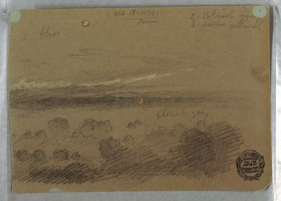 Tegning, Skyet himmel og måne, 13. oktober 1870 af Frederic Edwin Church