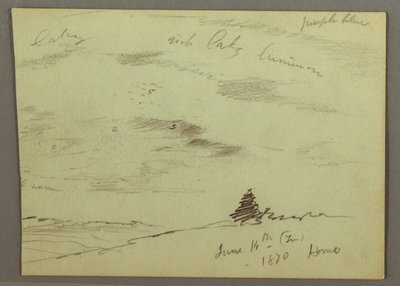 Tegning, overskyet himmel, bjergskråning, 1870 af Frederic Edwin Church
