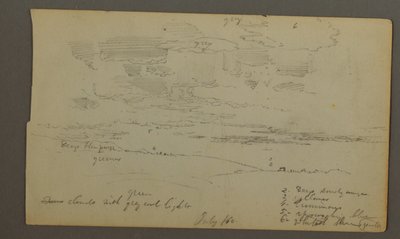 Tegning, Skyet himmel over bjergkamme (Maine), 1860 af Frederic Edwin Church