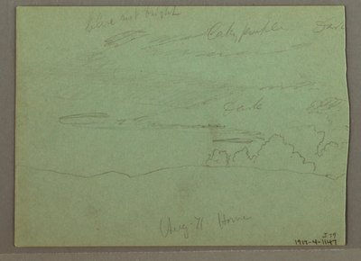 Tegning, Skyet himmel over højderyg, august 1871 af Frederic Edwin Church