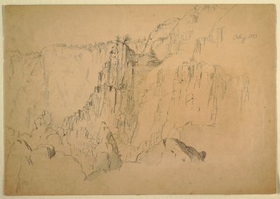 Tegning, Kyst med stejle klipper, august 1885 af Frederic Edwin Church