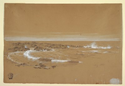 Tegning, kystlinje, Grand Manan, Canada, august 1851 af Frederic Edwin Church