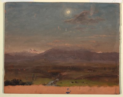 Tegning, Colombia eller Ecuador, bjerge, måneskin, 1853 eller 1857 af Frederic Edwin Church