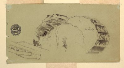 Tegning, søjle- og entablementfragmenter, Athen, april 1869 af Frederic Edwin Church