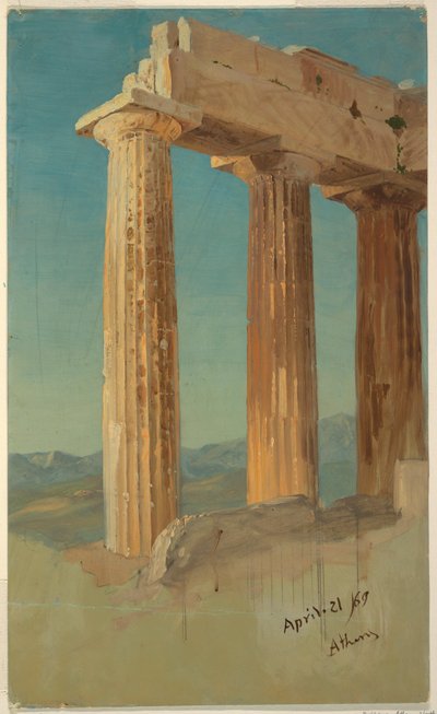 Tegning, Parthenons søjler, Athen, 21. april 1869 af Frederic Edwin Church