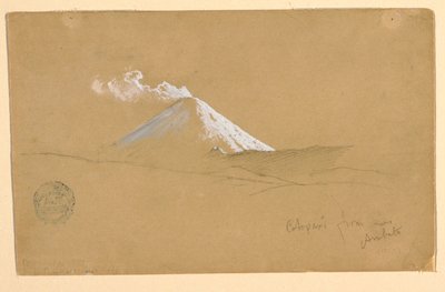 Tegning, Cotopaxi fra nærheden af Ambato, Ecuador, 1853 af Frederic Edwin Church