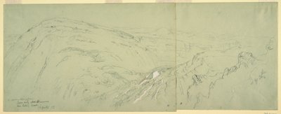 Tegning, fjerntliggende udsigt over Damaskus, Syrien, 1868 af Frederic Edwin Church