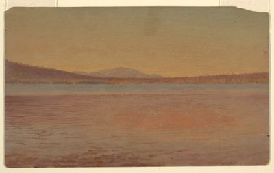 Tegning, fjernbillede af Mount Katahdin og Traveller set fra Lake Millinocket, 1870-80 af Frederic Edwin Church