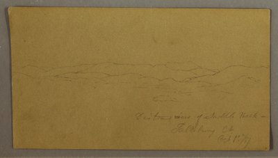 Tegning, fjern udsigt over Saddleback Mountain, Maine, 1. oktober 1867 af Frederic Edwin Church