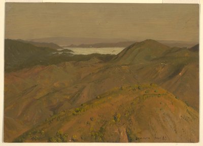 Tegning, fjern udsigt over bakketoppe, august 1865 af Frederic Edwin Church