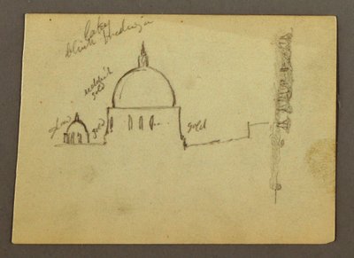 Tegning, Peterskirkens kupler (set fra nord), Rom, Italien, januar 1869 af Frederic Edwin Church