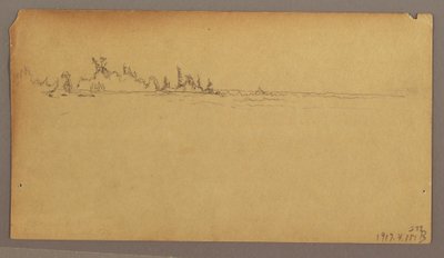 Tegning, Dobbelt regnbue over vandfaldet, Niagara River, muligvis 1858 af Frederic Edwin Church