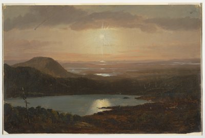 Tegning, Eagle Lake set fra Cadillac Mountain, Mount Desert Island, Maine, 1850-60 af Frederic Edwin Church
