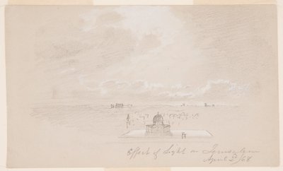 Tegning, Lysets virkning på Jerusalem, 2. april 1868 af Frederic Edwin Church