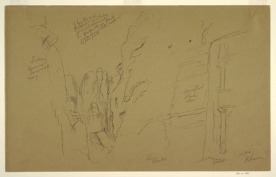 Tegning, El Khasnesh, Petra Jordan, 26. februar 1868 af Frederic Edwin Church