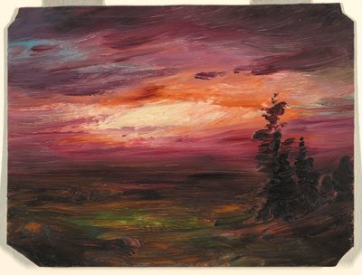 Tegning, Aftenskumring, ca. 1870 af Frederic Edwin Church
