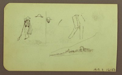Tegning, fabrik; bagside: figurer, 1883 af Frederic Edwin Church