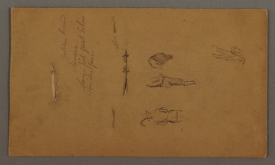 Tegning, Figurstudier, Figur i båd, Fisk, muligvis 1868 af Frederic Edwin Church