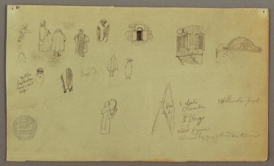 Tegning, Figurstudier, vinduesflag, muligvis 1868 af Frederic Edwin Church