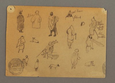 Tegning, Figurstudier med hunde, Egypten, 1868 af Frederic Edwin Church