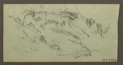Tegning, Figurstudie, bjergkæde, muligvis 1868 af Frederic Edwin Church