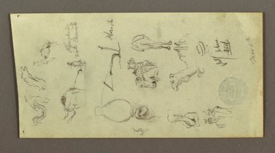 Tegning, Figur- og kamelstudier, 4. marts, muligvis 1868 af Frederic Edwin Church