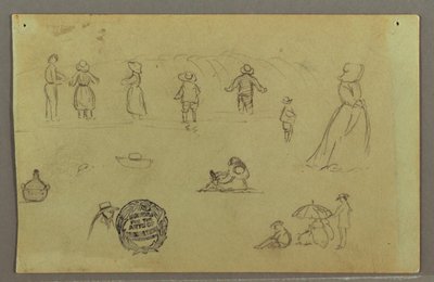 Tegning, Figurstudier ved brændingen, muligvis 1857-58 af Frederic Edwin Church