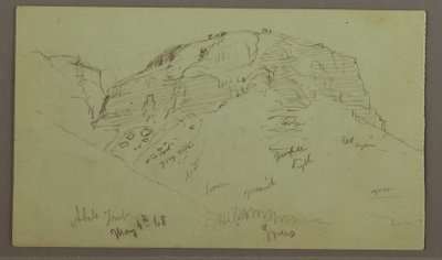 Tegning, Flat Rocky hill, 4. maj 1868 af Frederic Edwin Church