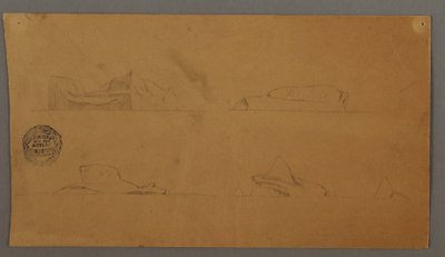 Tegning, Flydende isbjerge, muligvis 1859 af Frederic Edwin Church