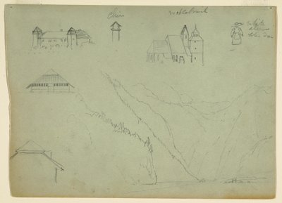 Tegning, Fra Salzkammergut, Østrig og Konigssee, nær Berchtesgaden, Bayern, juli 1868 af Frederic Edwin Church