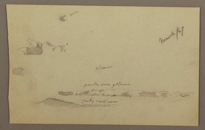 Tegning, fuldmåne, skyer, 1860