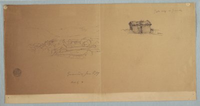 Tegning, port og delvis udsigt over Guaranda, Ecuador, 3. juni 1857 af Frederic Edwin Church