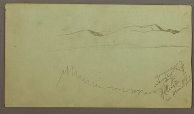 Tegning, bjergkæde over en slette, muligvis 1868 af Frederic Edwin Church