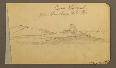 Tegning, bakke- og bjergkæder, San Bernal Peak, 1889 af Frederic Edwin Church