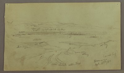 Tegning, Bakker og sletter, 29. april 1868 af Frederic Edwin Church