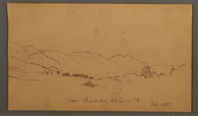 Tegning, Bakker og dal, oktober 1873 af Frederic Edwin Church