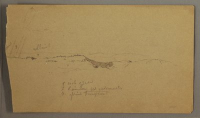 Tegning, Bakker, regnbue, muligvis 1865-66 af Frederic Edwin Church