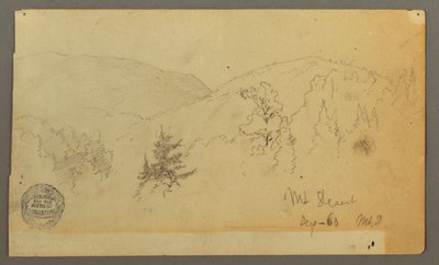 Tegning, Bakker med træer, 1860 af Frederic Edwin Church