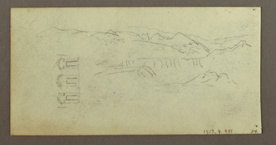 Tegning, Hest, figur bagfra, træer, muligvis 1868 af Frederic Edwin Church
