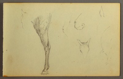 Tegning, Hestestudier, muligvis 1844 af Frederic Edwin Church